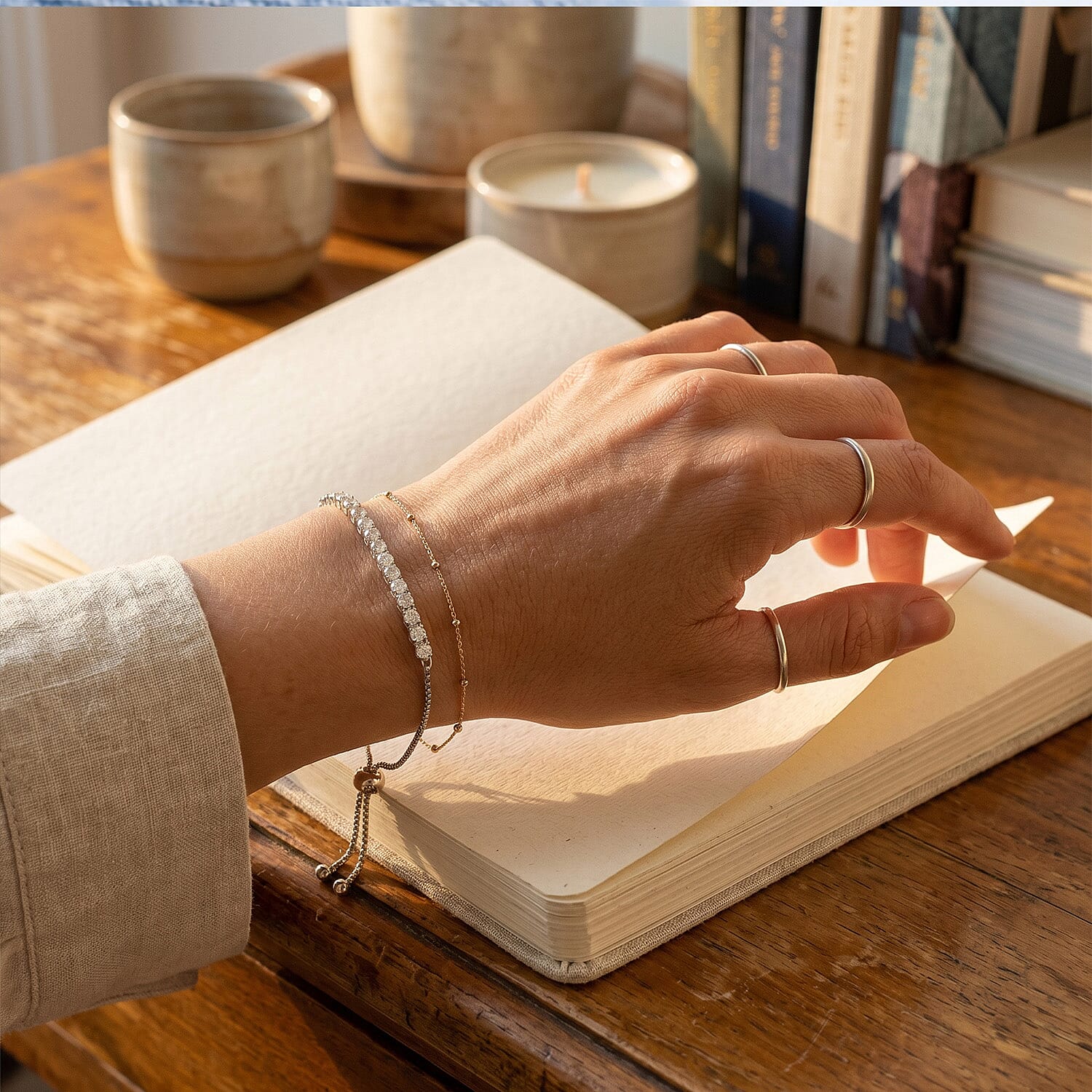 Lab Grown Diamond Chain Bracelet (Size - 10.5) in Rhodium OverlaySterling Silver  1.008  Ct.