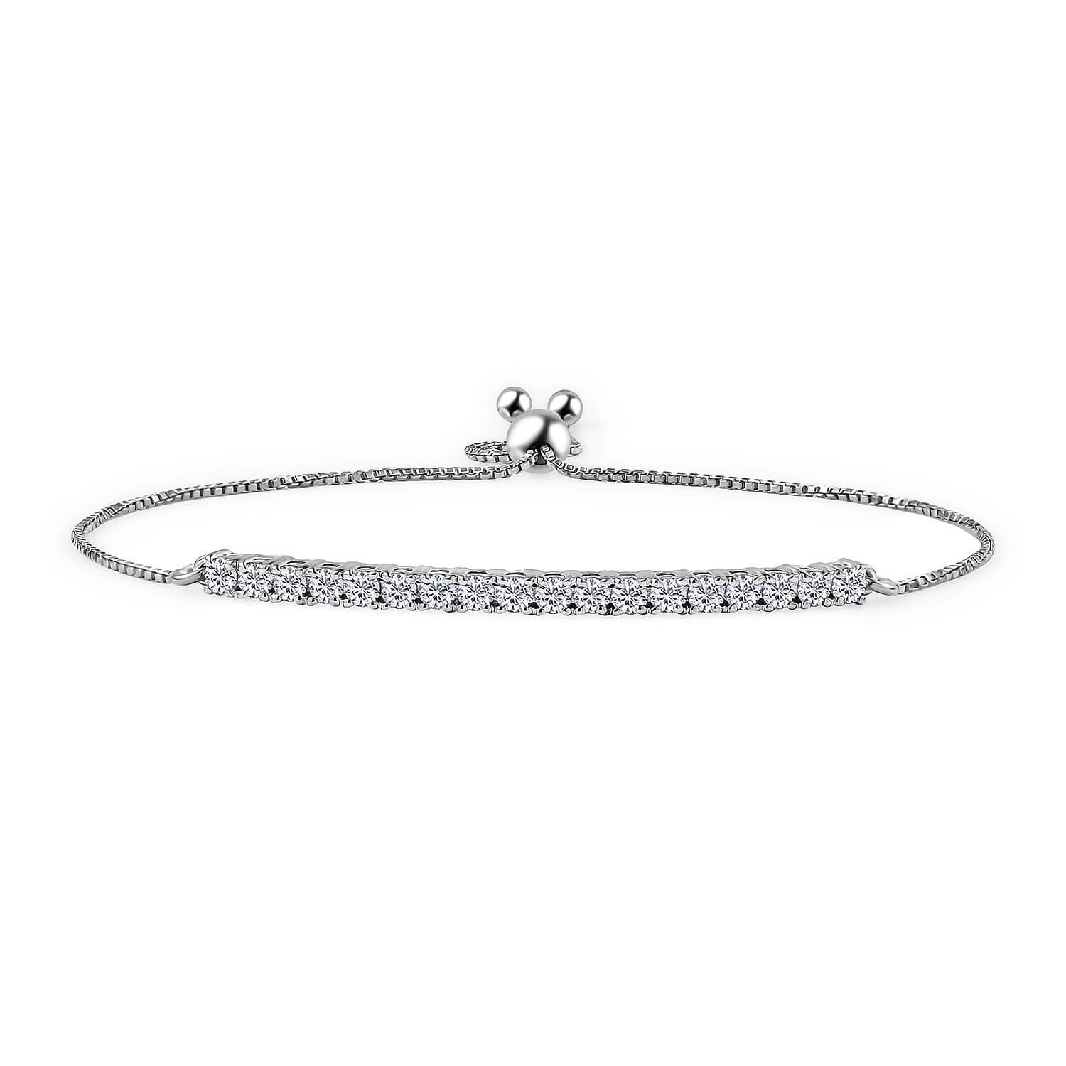 Lab Grown Diamond Chain Bracelet (Size - 10.5) in Rhodium OverlaySterling Silver  1.008  Ct.