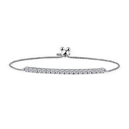 Luxuriant Diamond Lab SI/GHGrown Diamond Chain Bracelet SI-GH (Size - 6.5 - 9.5 Adjustable) in Rhodium Overlay Sterling Silver 1.00 Ct.