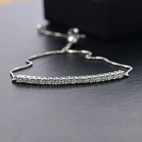 Lab Grown Diamond Chain Bracelet (Size - 10.5) in Rhodium OverlaySterling Silver  1.008  Ct.