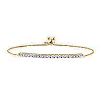 LUXURIANT 1 Ct. Lab Grown Diamond Chain Bracelet in 18K Vermeil Yellow Gold Plated Sterling Silver (6.5 - 9.5 Inch Adjustable)