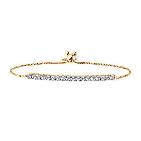 LUXURIANT 1 Ct. Lab Grown Diamond Chain Bracelet in 18K Vermeil Yellow Gold Plated Sterling Silver (6.5 - 9.5 Inch Adjustable)