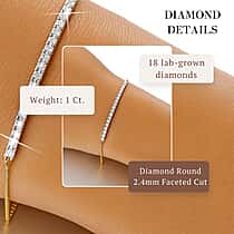 LUXURIANT 1 Ct. Lab Grown Diamond Chain Bracelet in 18K Vermeil Yellow Gold Plated Sterling Silver (6.5 - 9.5 Inch Adjustable)