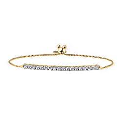 LUXURIANT 1 Ct. Lab Grown Diamond Chain Bracelet in 18K Vermeil Yellow Gold Plated Sterling Silver (SI/GH) (Up to 10.5 Inch)