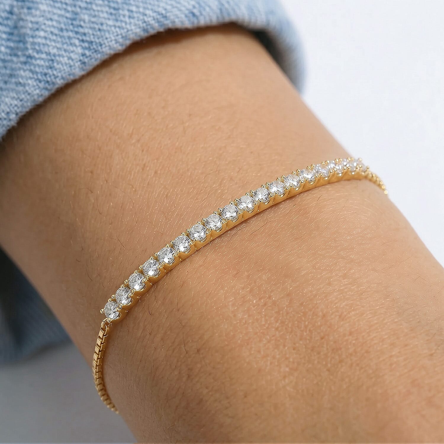 Lab Grown Diamond Chain Bracelet (Size - 10.5) in 18K YG VermeilSterling Silver  1.008  Ct.