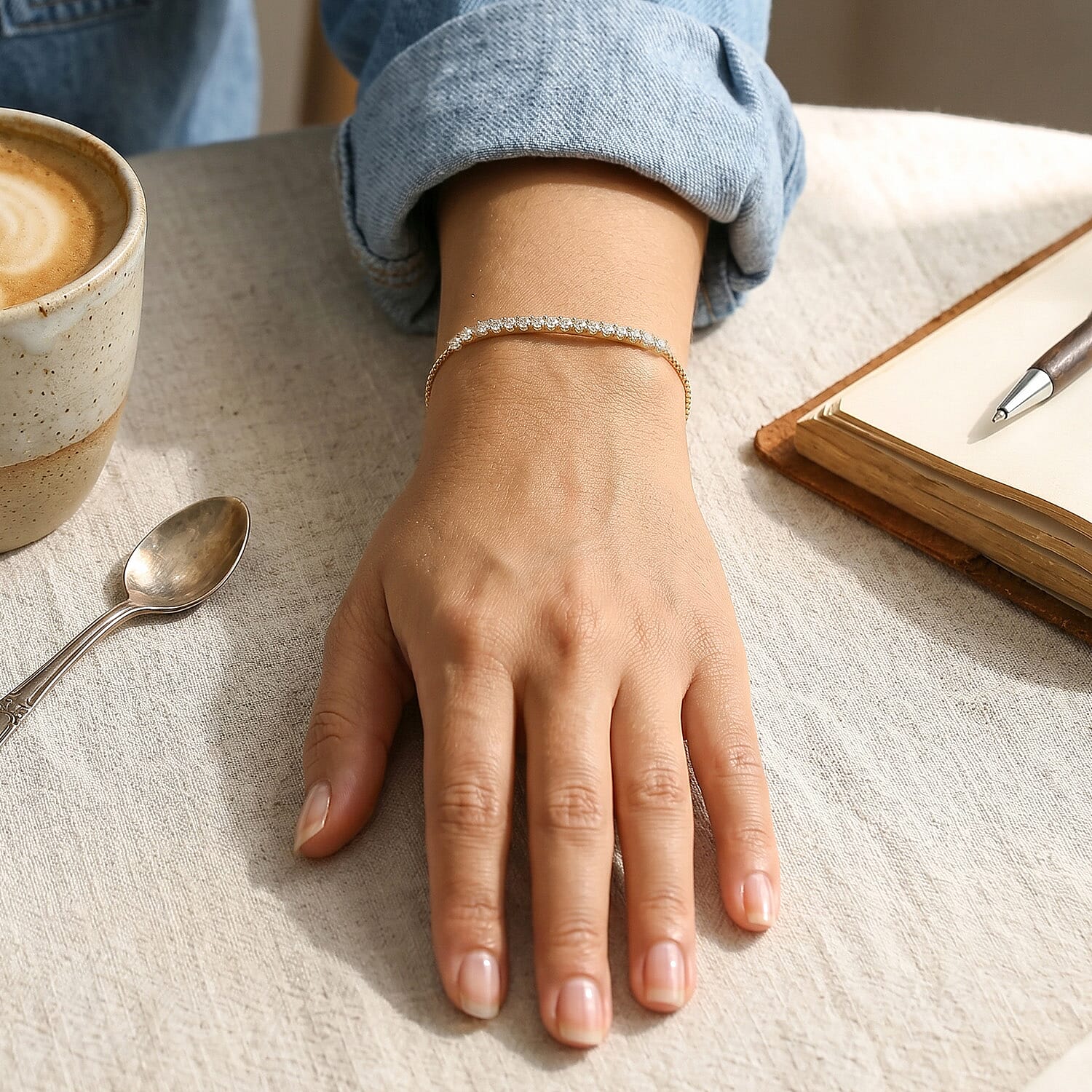 Lab Grown Diamond Chain Bracelet (Size - 10.5) in 18K YG VermeilSterling Silver  1.008  Ct.