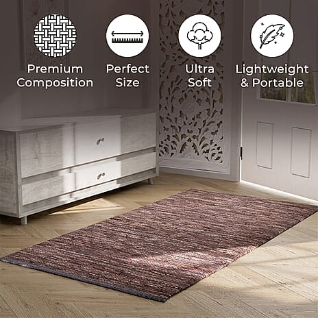 Leather Hand Woven Rug (Size 120x65cm)