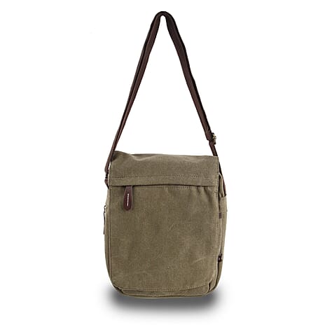 Canvas Crossbody Front Flap Bag - Green