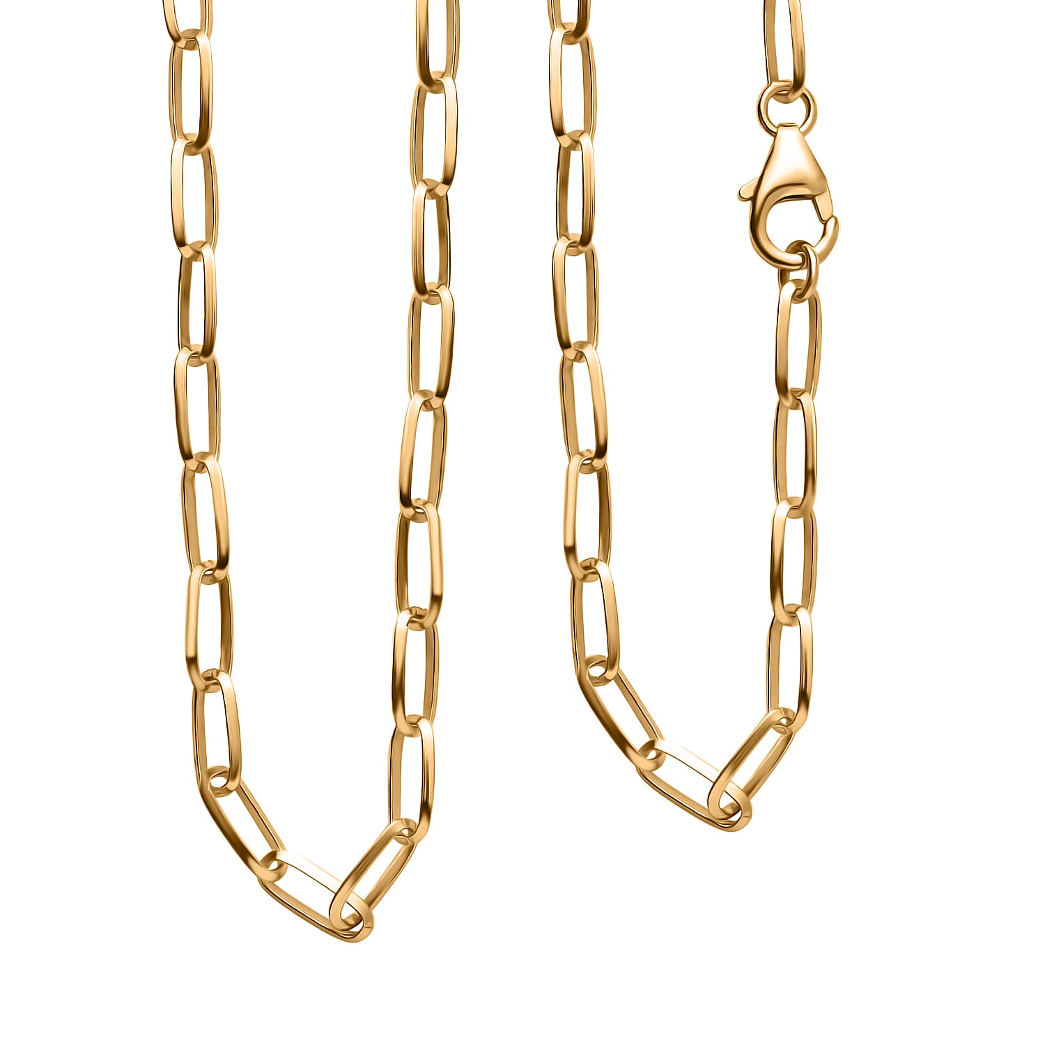 Paperclip Necklace (Size 20) in 18K Vermeil Yellow Gold Plated Sterling Silver, Silver Wt. 7.10 Gms.