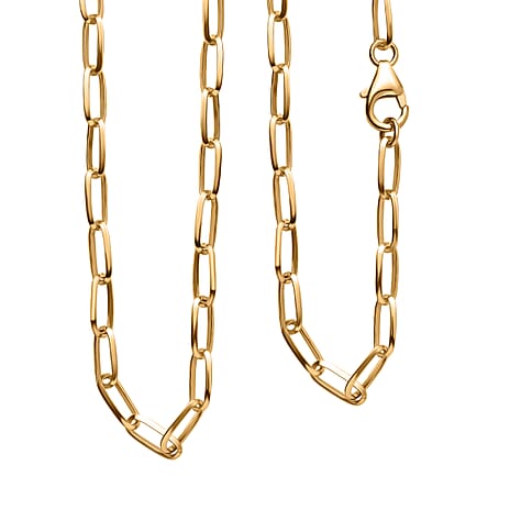 Paperclip Necklace (Size 20) in 18K Vermeil Yellow Gold Plated Sterling Silver, Silver Wt. 7.10 Gms.