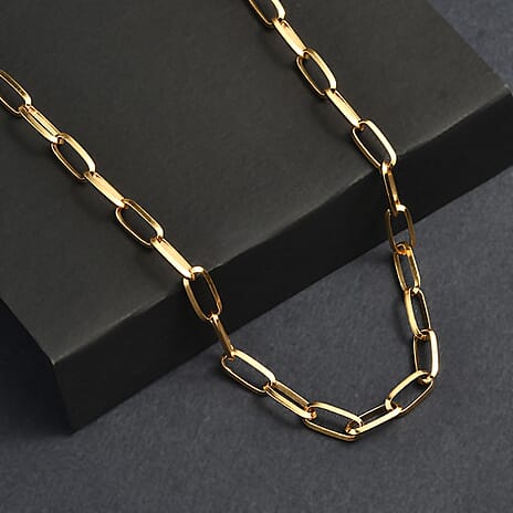 Paperclip Necklace (Size 20) in 18K Vermeil Yellow Gold Plated Sterling Silver, Silver Wt. 7.10 Gms.