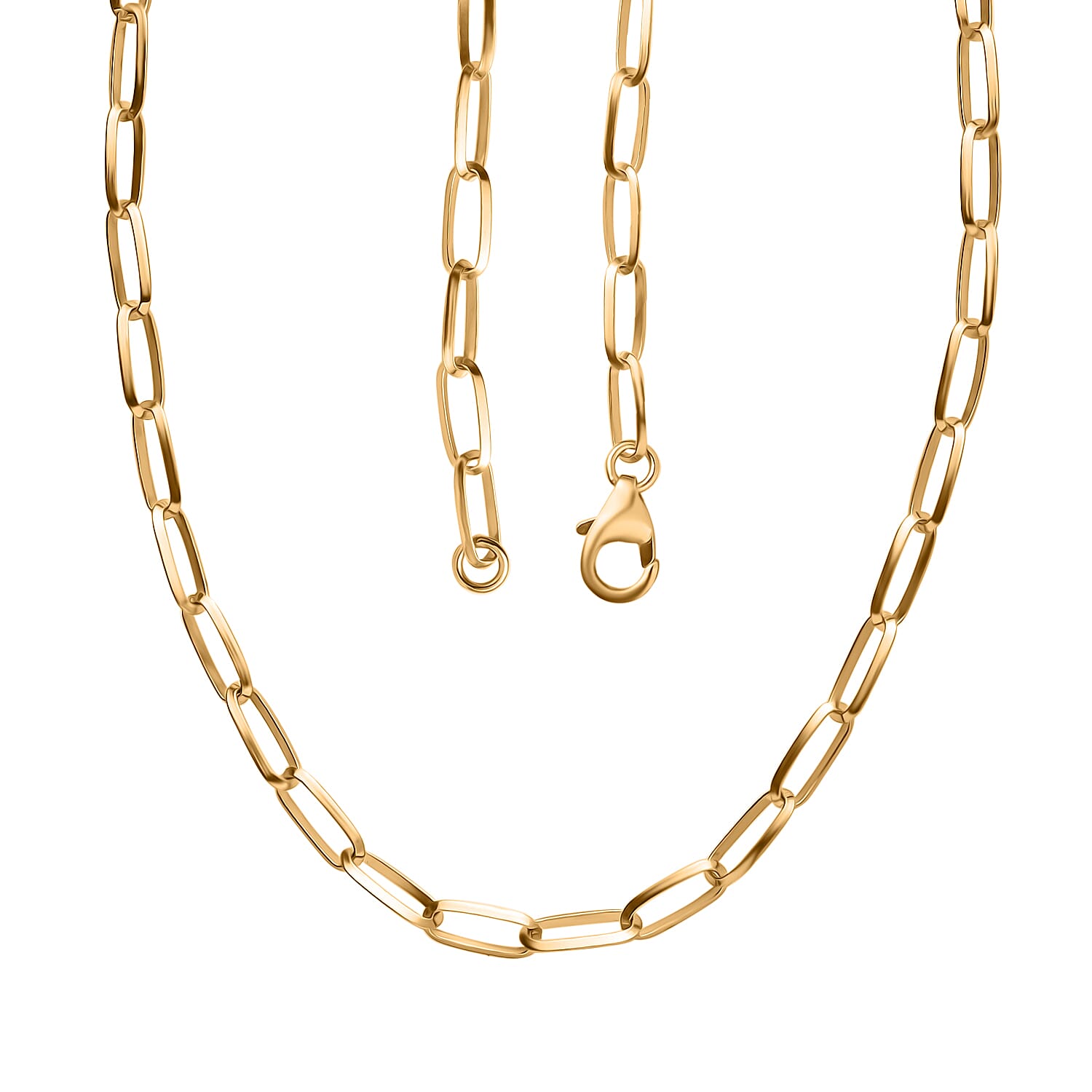 Paperclip Necklace (Size 20) in 18K Vermeil Yellow Gold Plated Sterling Silver, Silver Wt. 7.10 Gms.