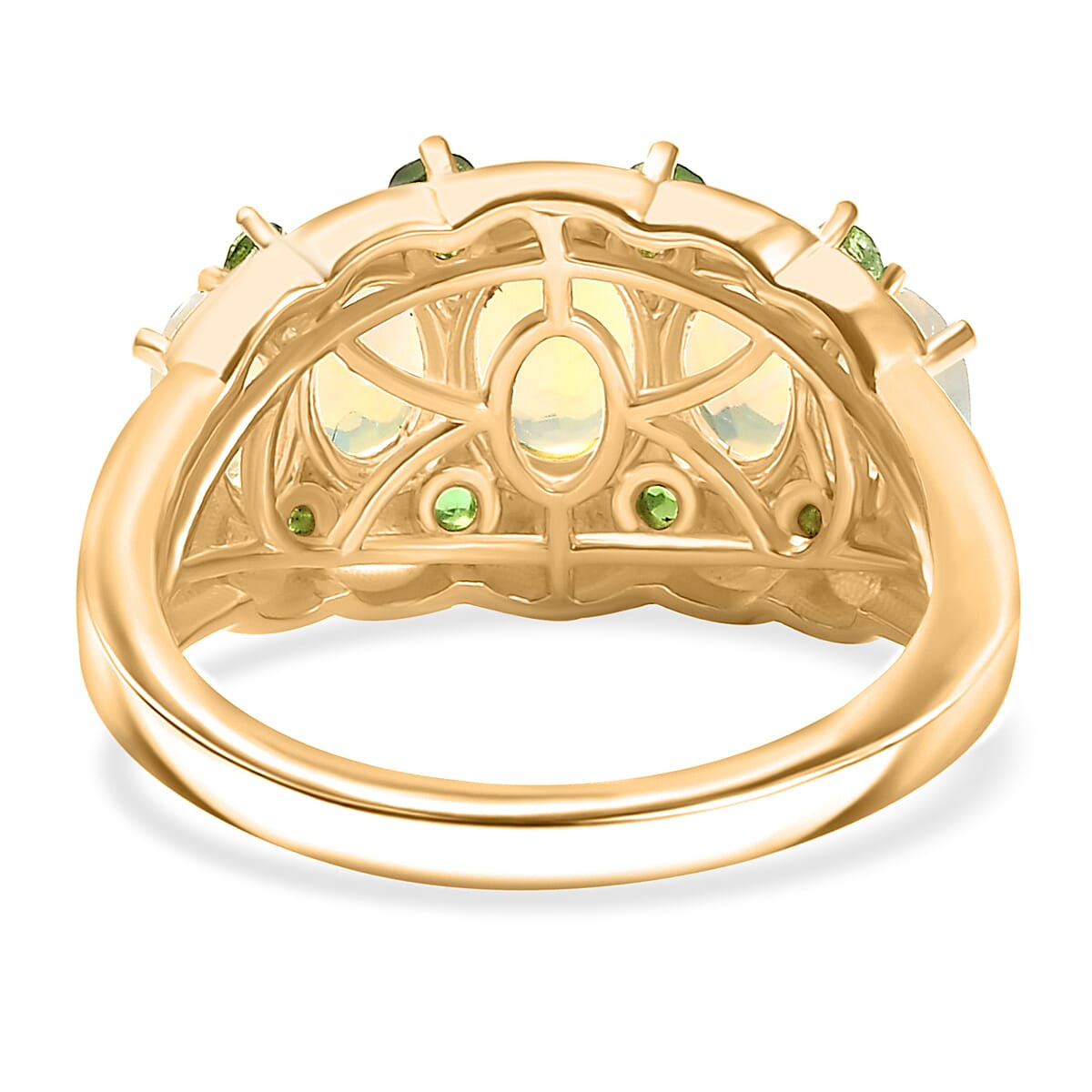 Ethiopian Faceted Opal & Natural Chrome Diopside Ring in 18K Vermeil Yellow Gold Plated Sterling Silver 1.72 Ct. Ethiopian Faceted Opal & Natural Chrome Diopside Ring in 18K Vermeil Yellow Gold Plated Sterling Silver 1.72 Ct.