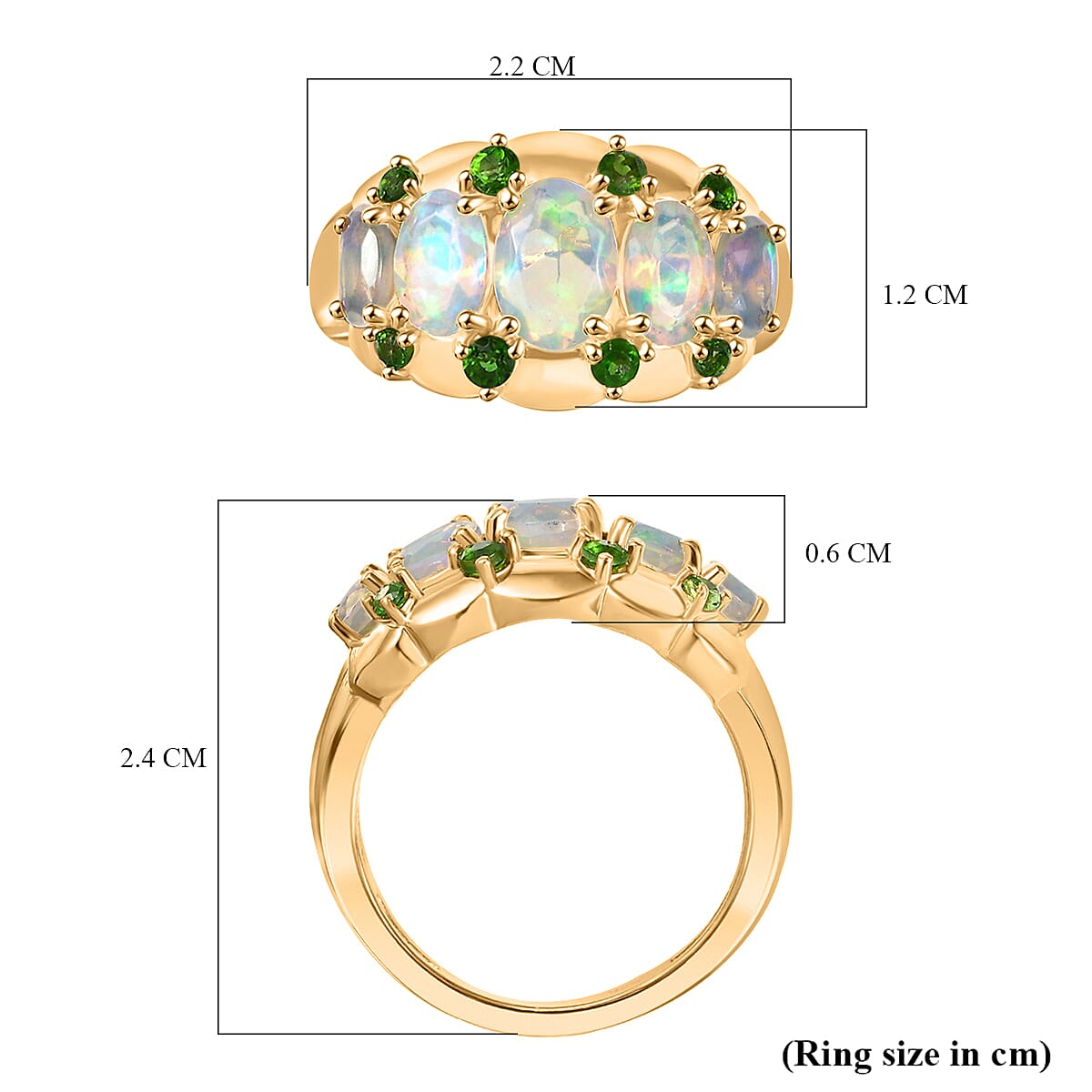Ethiopian Faceted Opal & Natural Chrome Diopside Ring in 18K Vermeil Yellow Gold Plated Sterling Silver 1.72 Ct. Ethiopian Faceted Opal & Natural Chrome Diopside Ring in 18K Vermeil Yellow Gold Plated Sterling Silver 1.72 Ct.