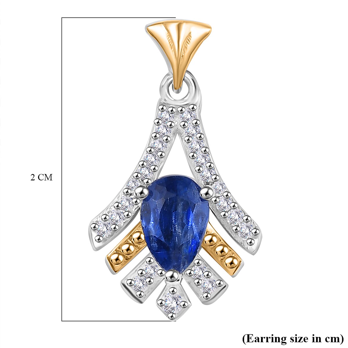 AAA Natural Kashmir Kyanite & White Zircon Earring with Push Back in 18K Vermeil Yellow Gold Plated & Rhodium Overlay Sterling Silver 1.38 Ct. AAA Natural Kashmir Kyanite & White Zircon Earring with Push Back in 18K Vermeil Yellow Gold Plated & Rhodium Overlay Sterling Silver 1.38 Ct.