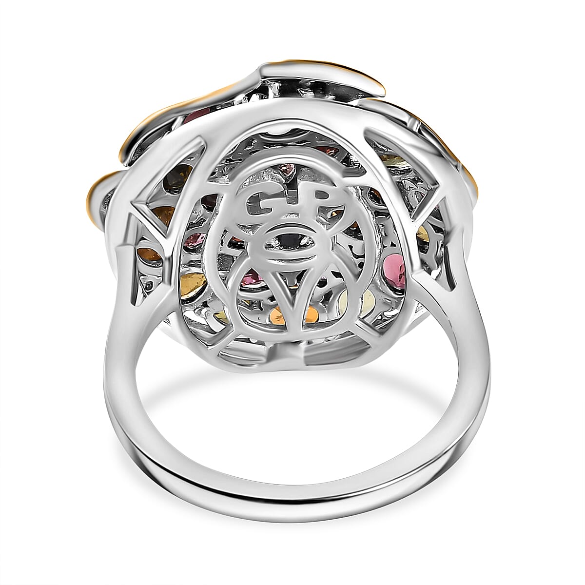 GP Tree Of Life Collection - Multi Tourmaline & Multi Gemstones Ring in 18K Vermeil Yellow Gold Plated & Rhodium Overlay Sterling Silver 3.67 Ct. GP Tree Of Life Collection - Multi Tourmaline & Multi Gemstones Ring in 18K Vermeil Yellow Gold Plated & Rhodium Overlay Sterling Silver 3.67 Ct.
