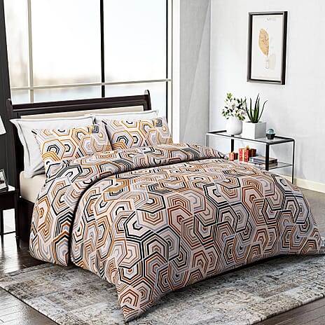 Hush Heaven 3-Piece Printed Duvet Set with Pillow Covers - Storage Bag (Size Double) - Multicolor