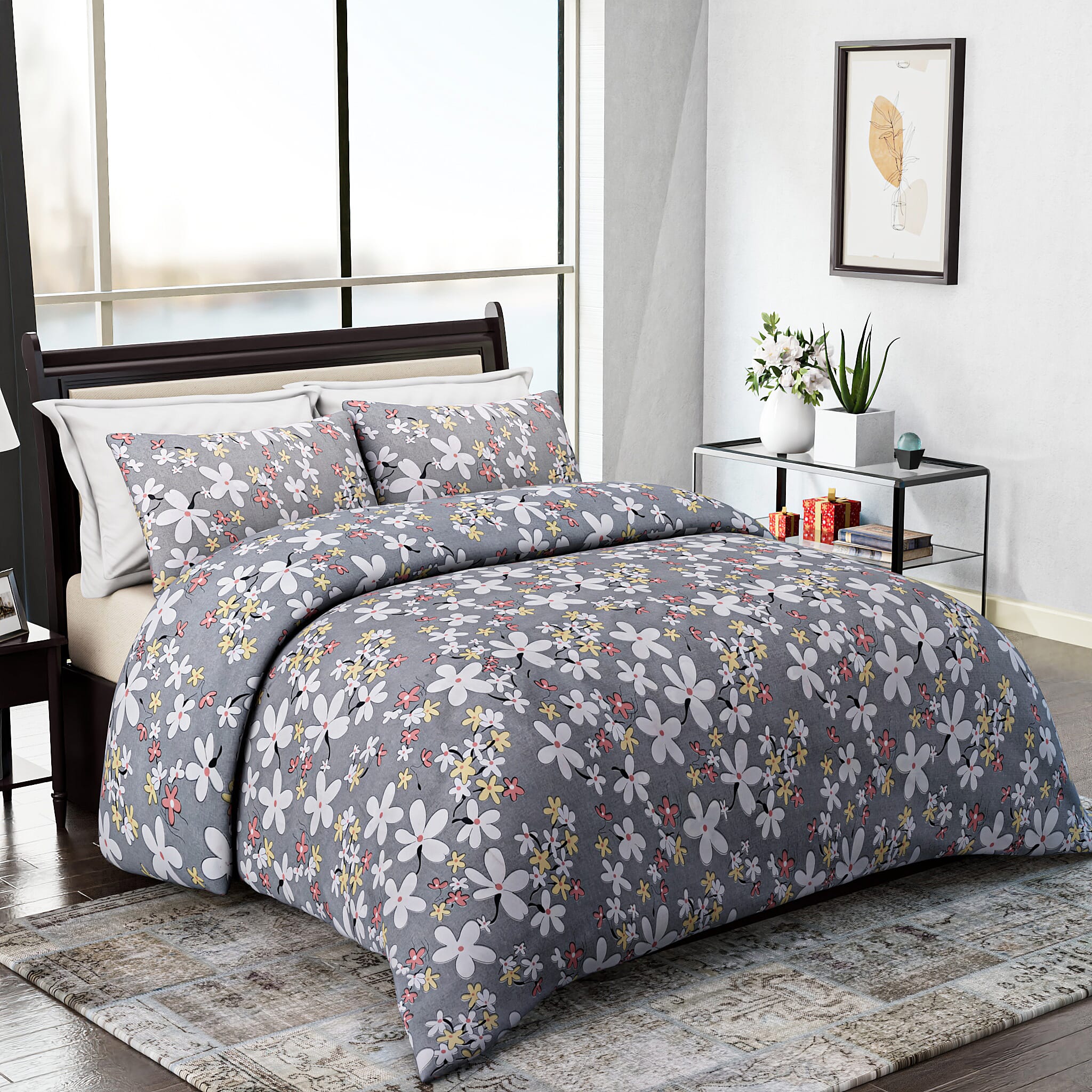 Hush Heaven 3-Piece Printed Duvet Set with Pillow Covers - Storage Bag