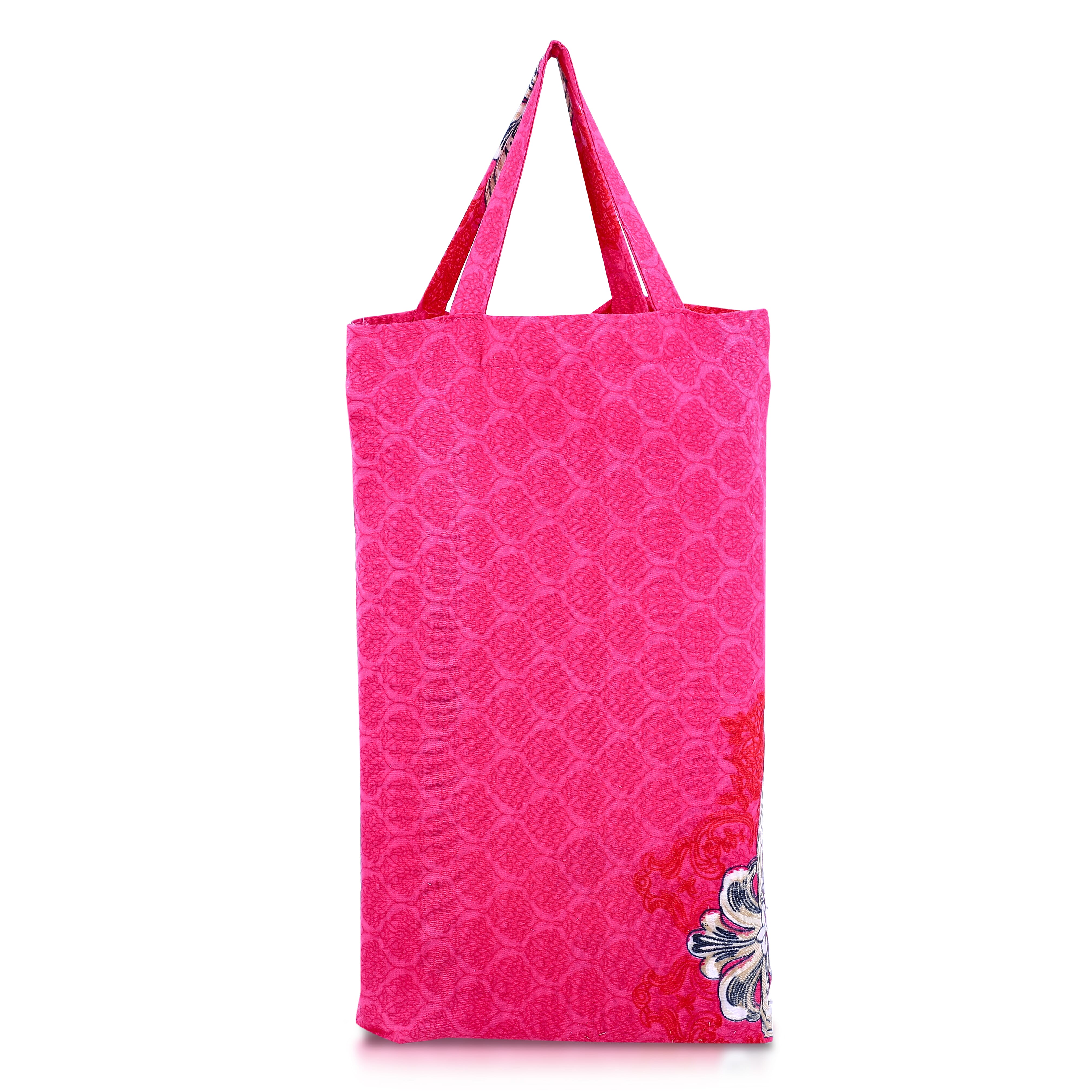 Homesmart 3-Piece Printed Duvet Set with Pillow Covers & Storage Bag (Size Double) - Fushia