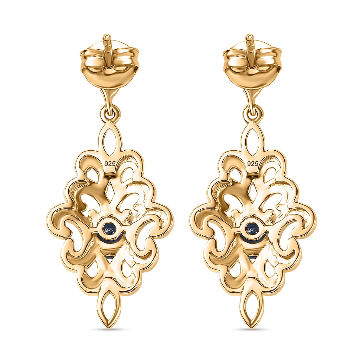 AAA Natural Kashmir Kyanite Cluster Earring with Push Back in 18K Vermeil Yellow Gold Plated & Rhodium Overlay Sterling Silver 1.30 Ct. AAA Natural Kashmir Kyanite Cluster Earring with Push Back in 18K Vermeil Yellow Gold Plated & Rhodium Overlay Sterling Silver 1.30 Ct.