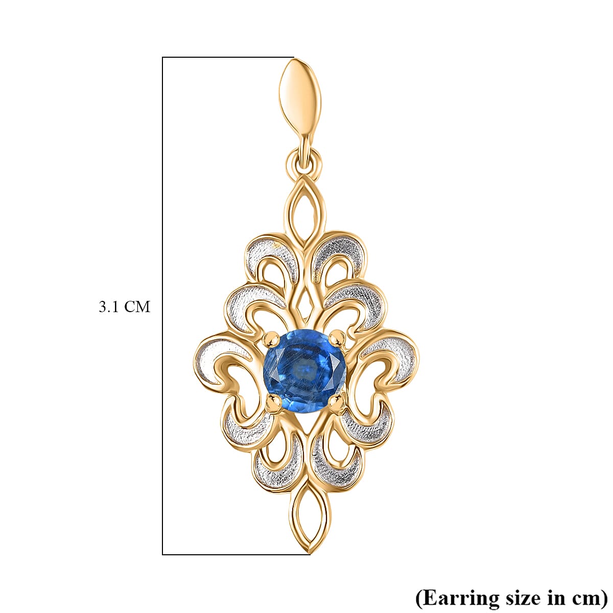 AAA Natural Kashmir Kyanite Cluster Earring with Push Back in 18K Vermeil Yellow Gold Plated & Rhodium Overlay Sterling Silver 1.30 Ct. AAA Natural Kashmir Kyanite Cluster Earring with Push Back in 18K Vermeil Yellow Gold Plated & Rhodium Overlay Sterling Silver 1.30 Ct.