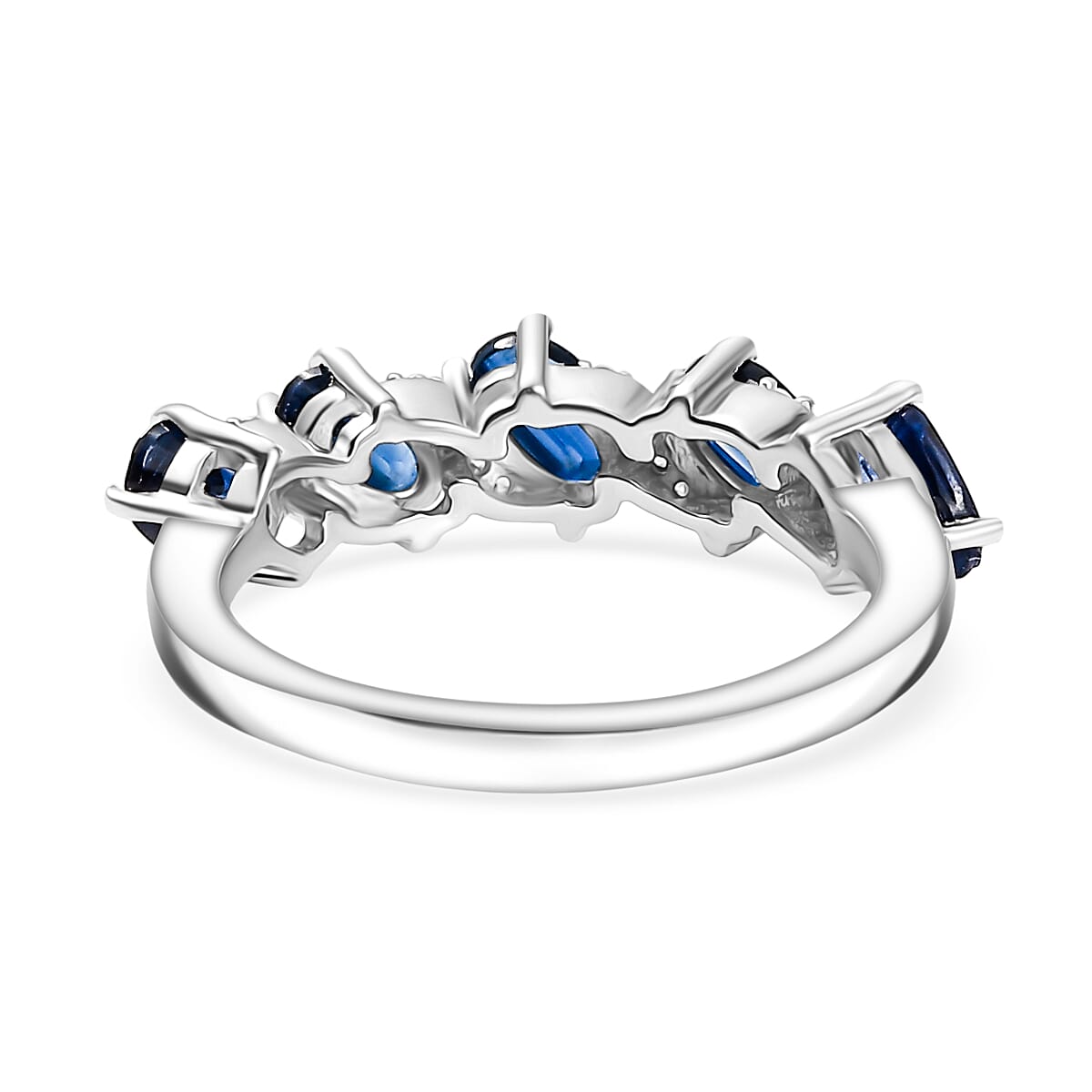 Kashmir Kyanite & White Zircon Ring in Rhodium Overlay Sterling Silver 1.82 Ct.