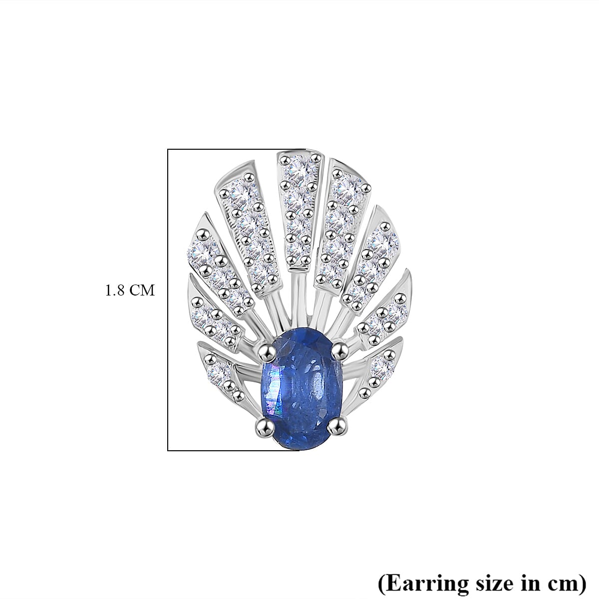 AAA Natural Kashmir Kyanite & White Zircon Earring with Push Back in Rhodium Overlay Sterling Silver 1.87 Ct. AAA Natural Kashmir Kyanite & White Zircon Earring with Push Back in Rhodium Overlay Sterling Silver 1.87 Ct.