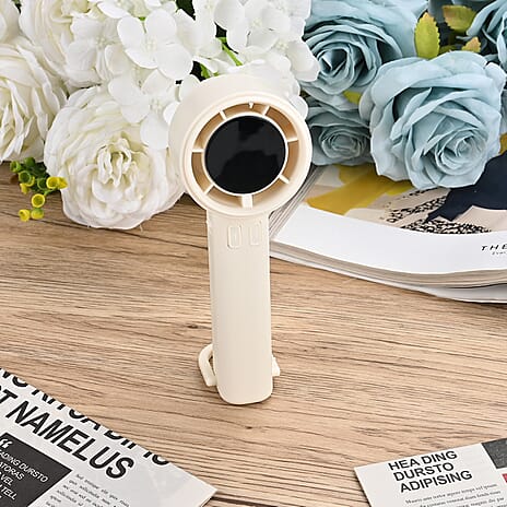 High Speed Handheld Fan with Digital Display - Portable USB-C Rechargeable Mini Fan - White