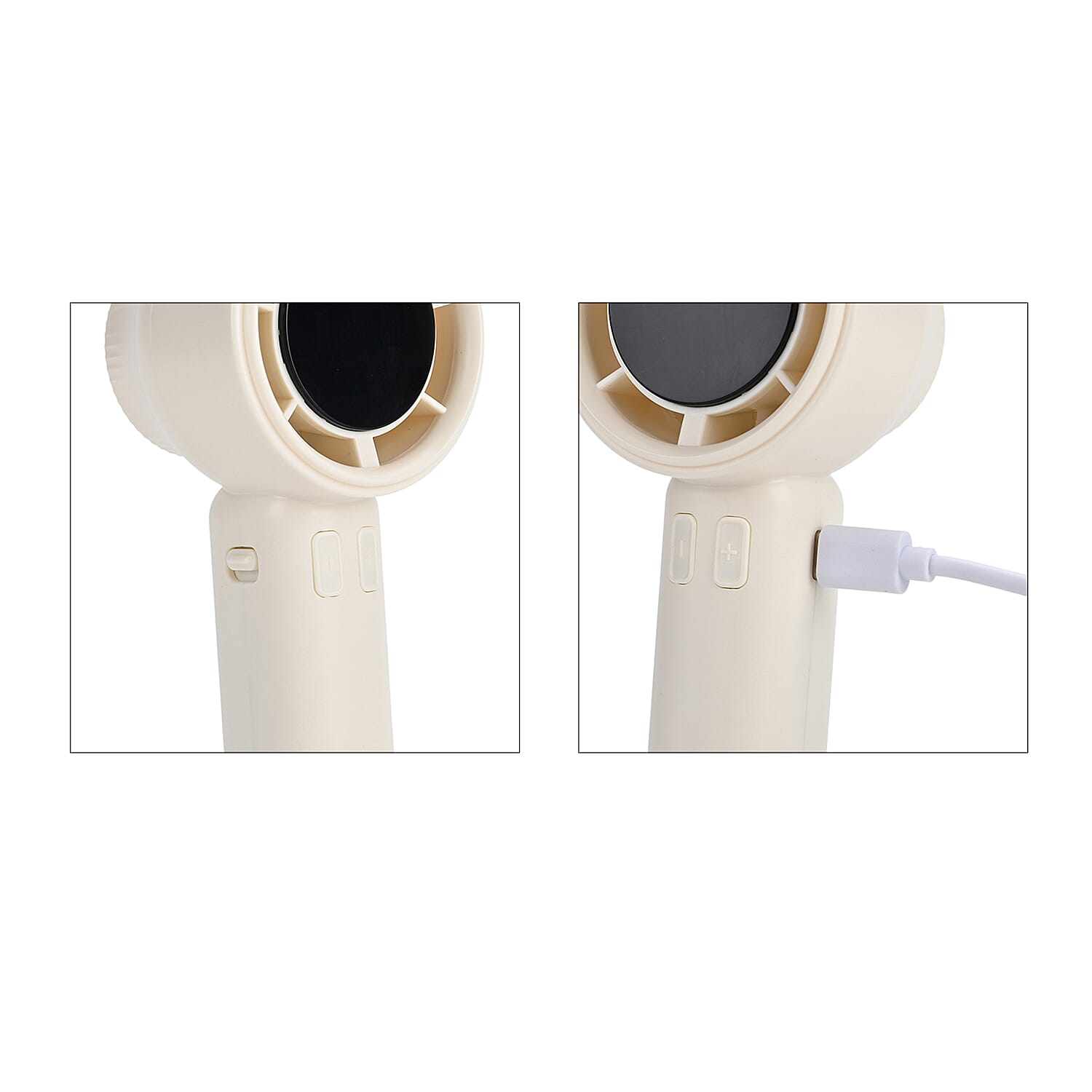 100 Speed Handheld Fan with Digital Display - Up to 7 hr Runtime USB-C Rechargeable Mini Fan - White