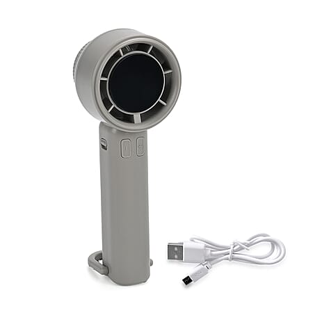 Rechargeable High-Speed Mini Fan with Digital Display and USB-C - Grey