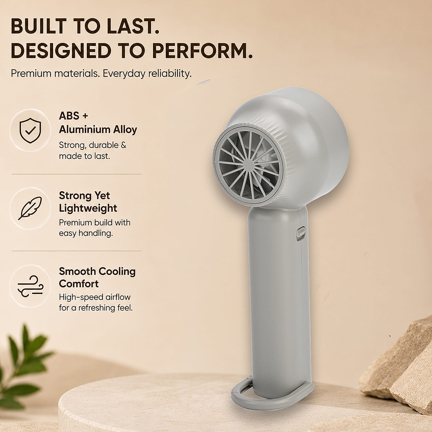 100 Speed Handheld Fan with Digital Display - Up to 7 hr Run time USB-C Rechargeable Mini Fan - Grey