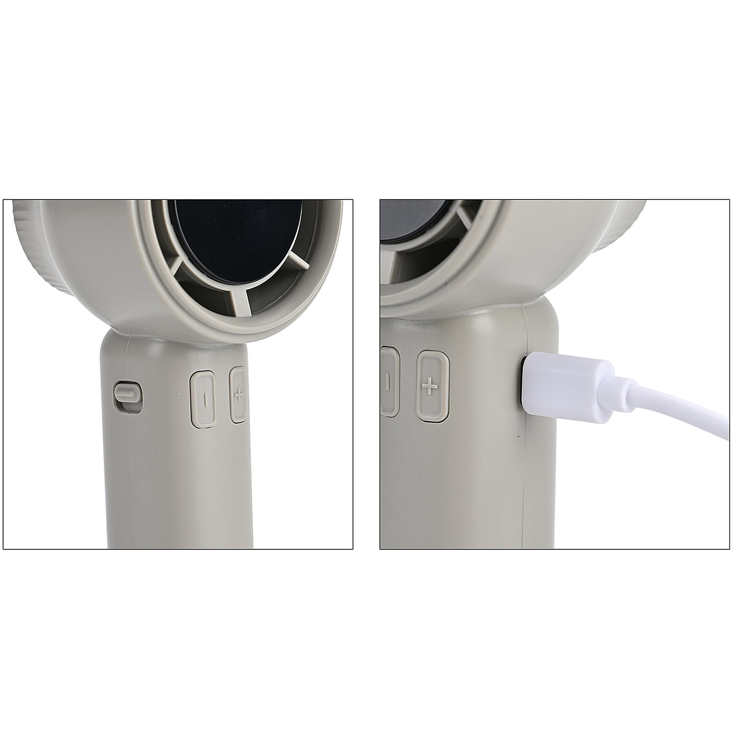 100 Speed Handheld Fan with Digital Display - Up to 7 hr Run time USB-C Rechargeable Mini Fan - Grey