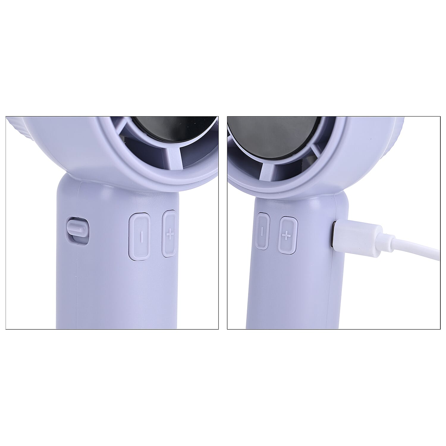High Speed Handheld Fan with Digital Display - Portable USB-C Rechargeable Mini Fan - Lilac