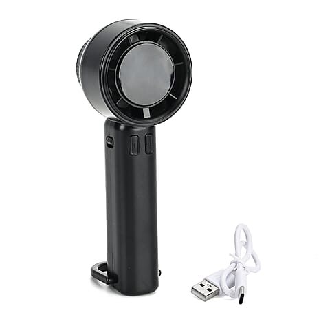 High Speed Handheld Fan with Digital Display - Portable USB-C Rechargeable Mini Fan - Black