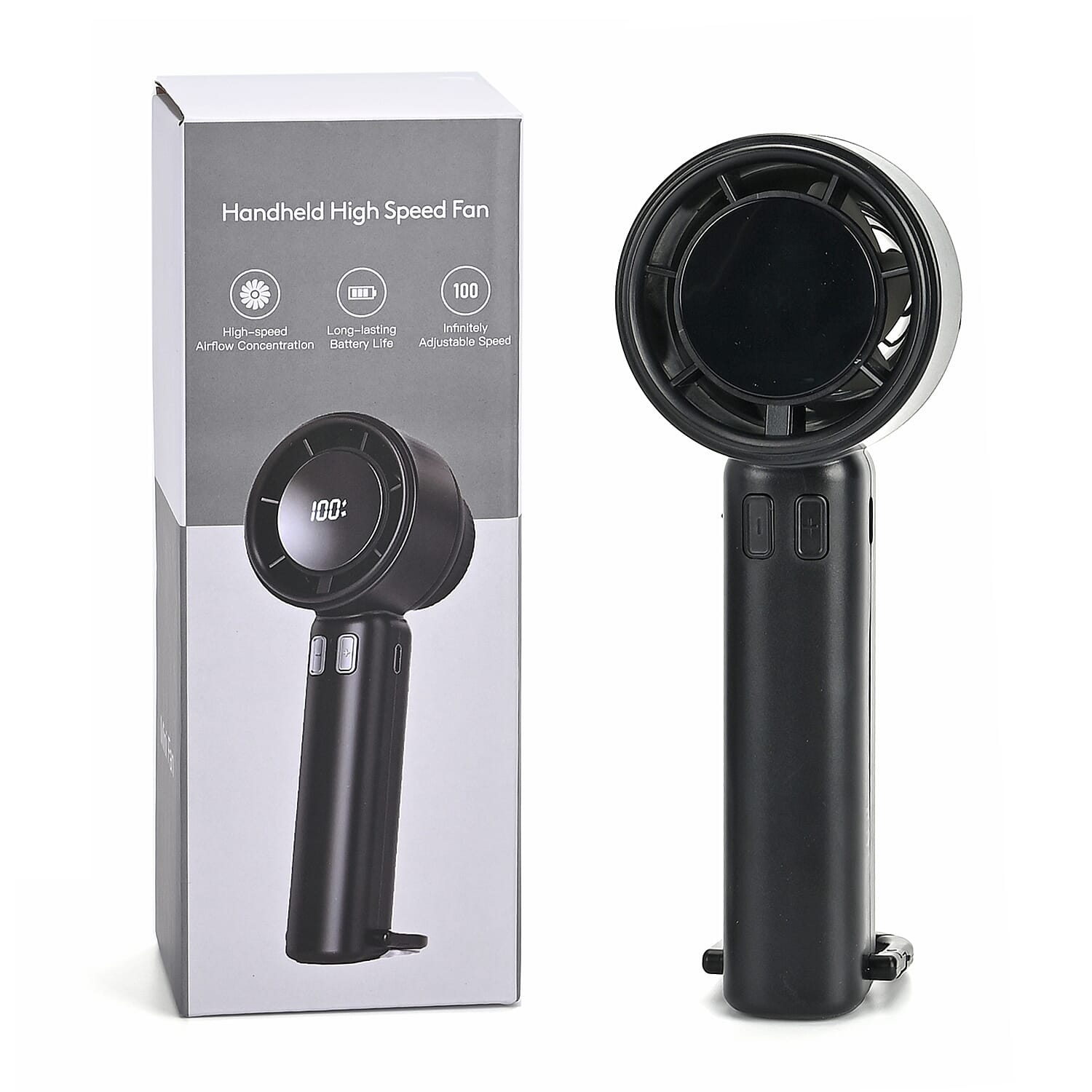High Speed Handheld Fan with Digital Display - Portable USB-C Rechargeable Mini Fan - Black High Speed Handheld Fan with Digital Display - Portable USB-C Rechargeable Mini Fan - Black