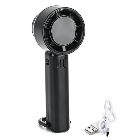 High Speed Handheld Fan with Digital Display - Portable USB-C Rechargeable Mini Fan - Black