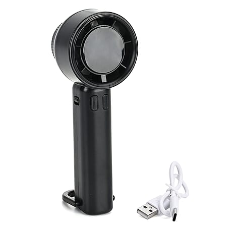 Rechargeable High-Speed Mini Fan with Digital Display and USB-C - Black Rechargeable High-Speed Mini Fan with Digital Display and USB-C - Black