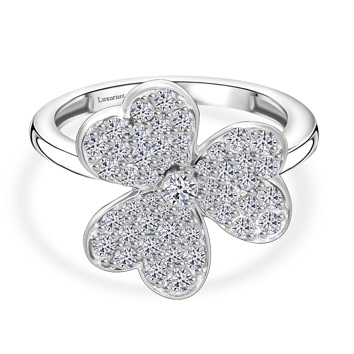 Luxuriant Diamond Lab Grown Diamond (SI-G-H) Clover Leaf Ring in Sterling Silver