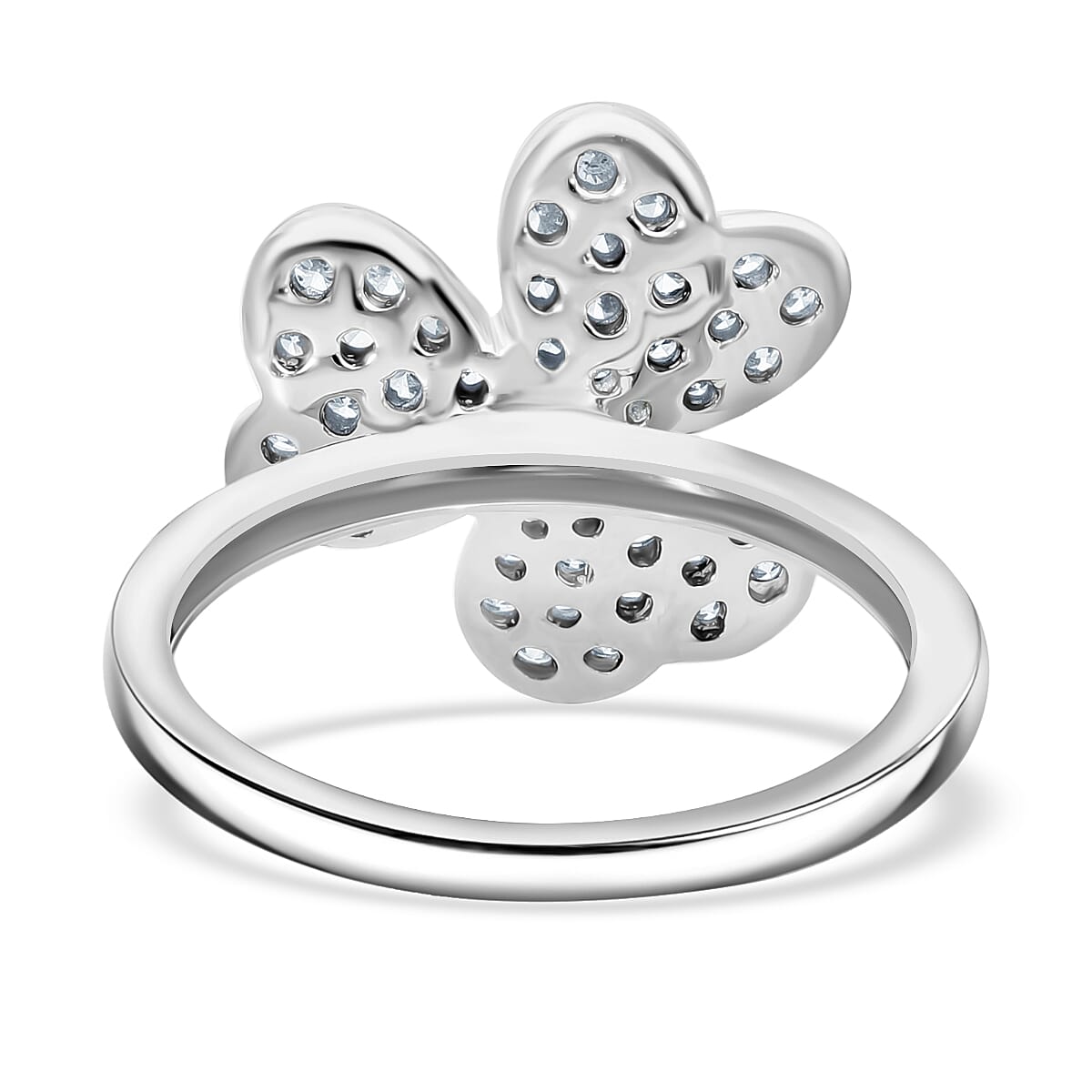Luxuriant Diamond Lab Grown Diamond (SI-G-H) Clover Leaf Ring in Sterling Silver