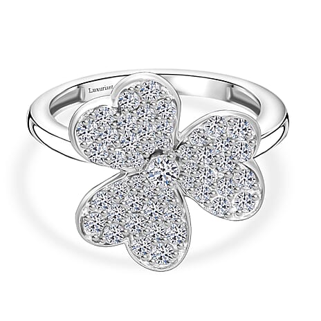 Designer Inspired- Luxuriant Diamond Lab Grown Diamond (SI-G-H) Ring in Platinum Overlay Sterling Silver 1.00 Ct.