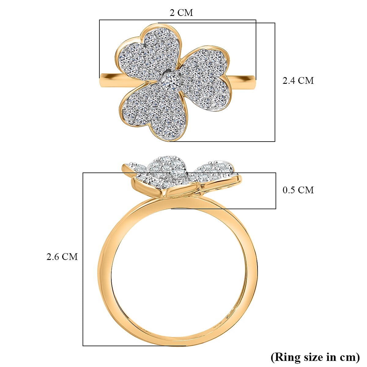 Luxuriant Diamond Lab Grown Diamond (SI-G-H) Clover Leaf Ring in Sterling Silver