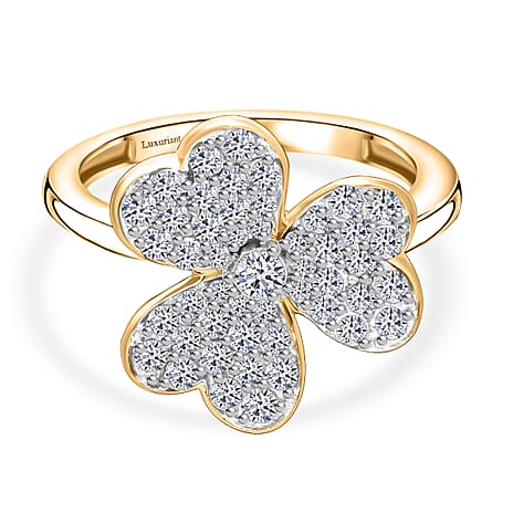 Designer Inspired- Luxuriant Diamond Lab Grown Diamond (SI-G-H) Ring in Vermeil Yellow Gold Plated Sterling Silver 1.03 Ct.