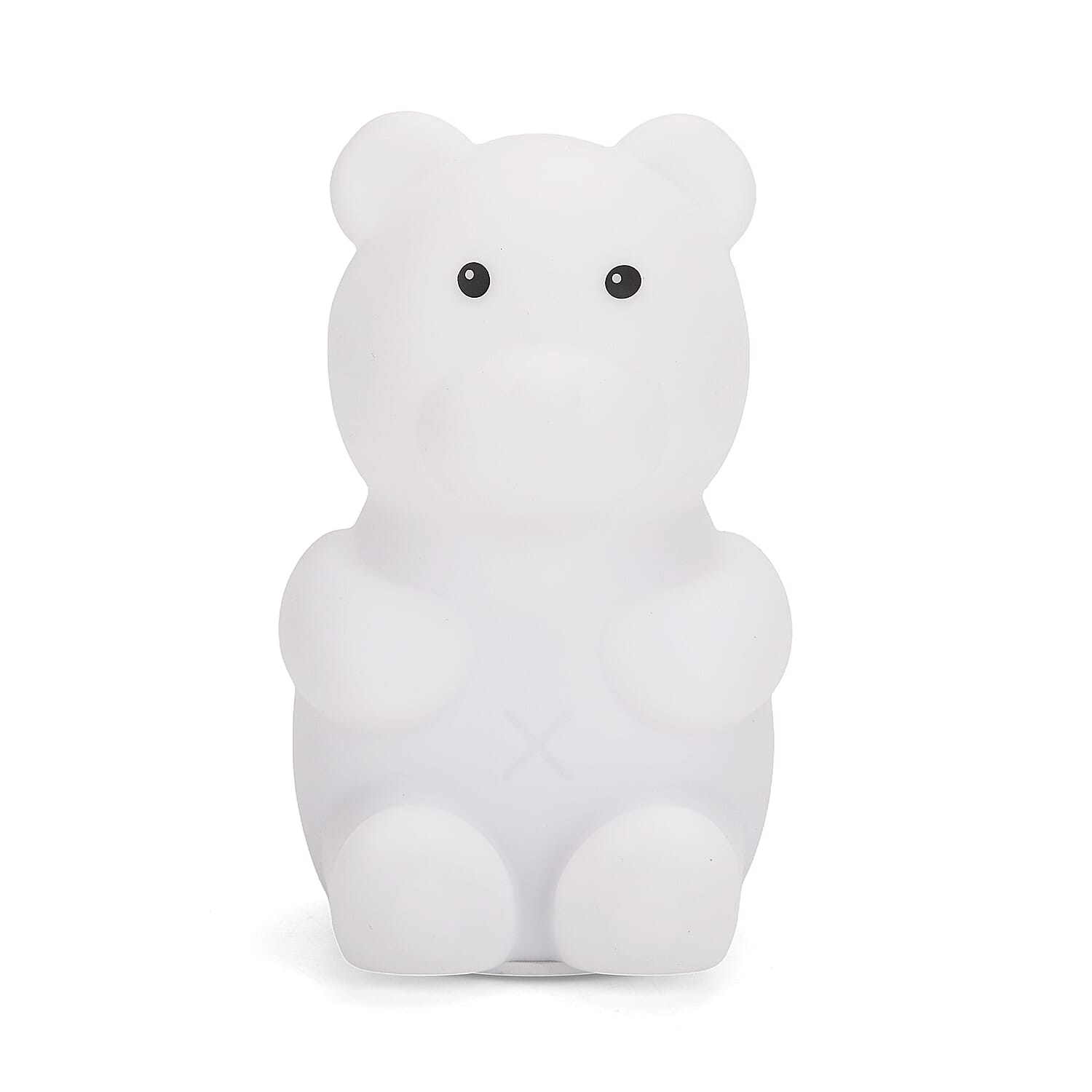 Cute Bear Silicone Color-Changing Rechargeable Night Light - White