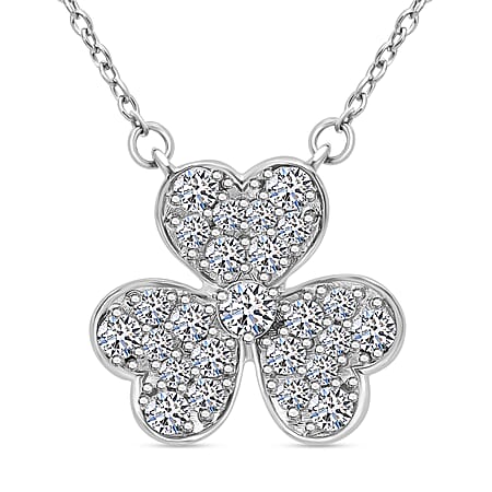 LUXURIANT Lab Grown Diamond  Pendant in Platinum Overlay Sterling Silver