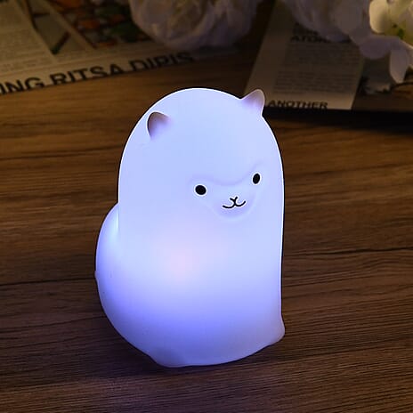 Cute Alpaca Silicone Colour-Changing Rechargeable Night Light - White