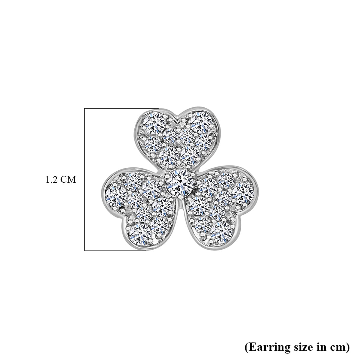 Luxuriant Diamond Lab Grown Diamond (SI-G-H) Clover Leaf Earrings with Push Back in Sterling Silver