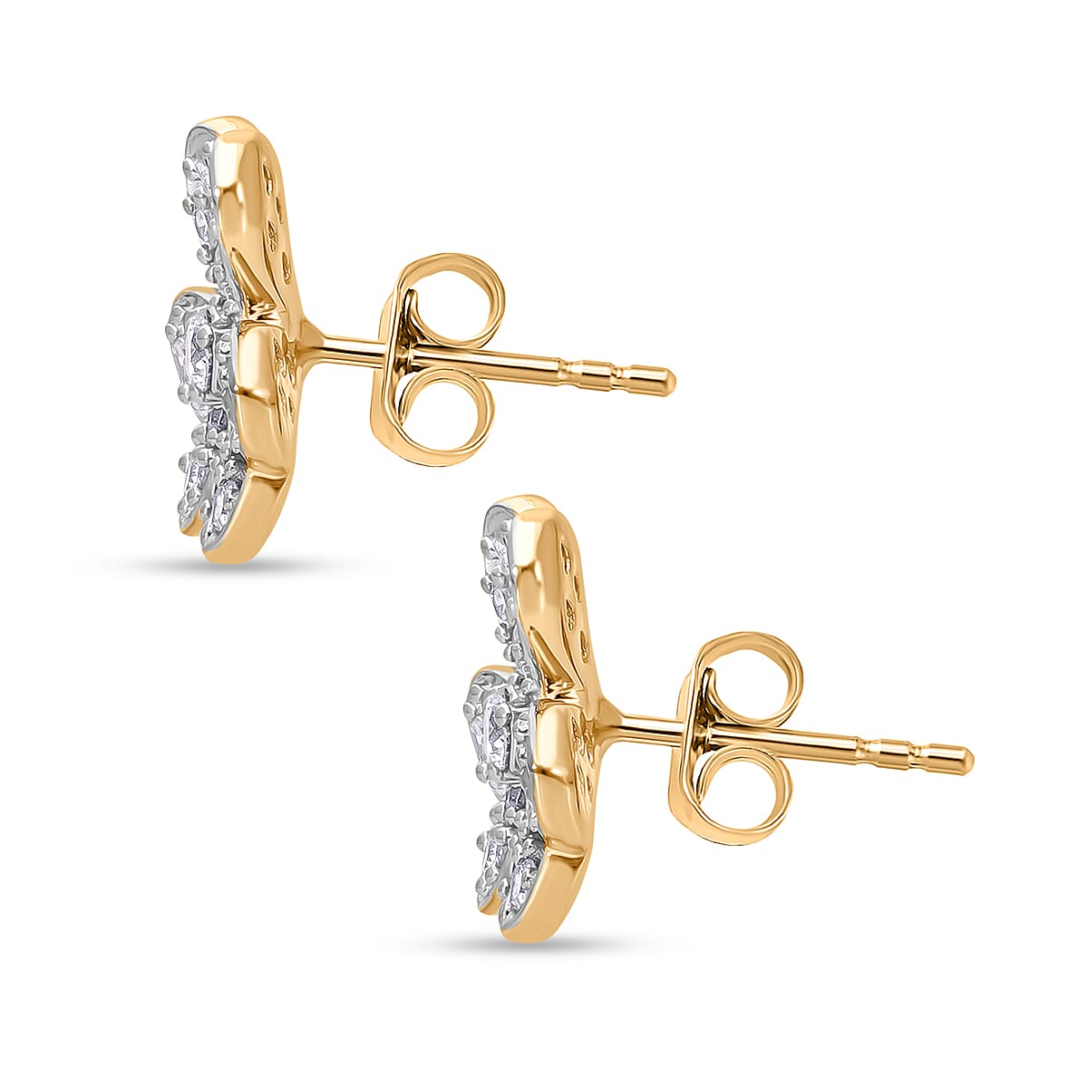 Designer Inspired- Luxuriant Diamond Lab Grown Diamond (SI-G-H) Earring with Push Back in Vermeil Yellow Gold Plated Sterling Silver 0.75 Ct.