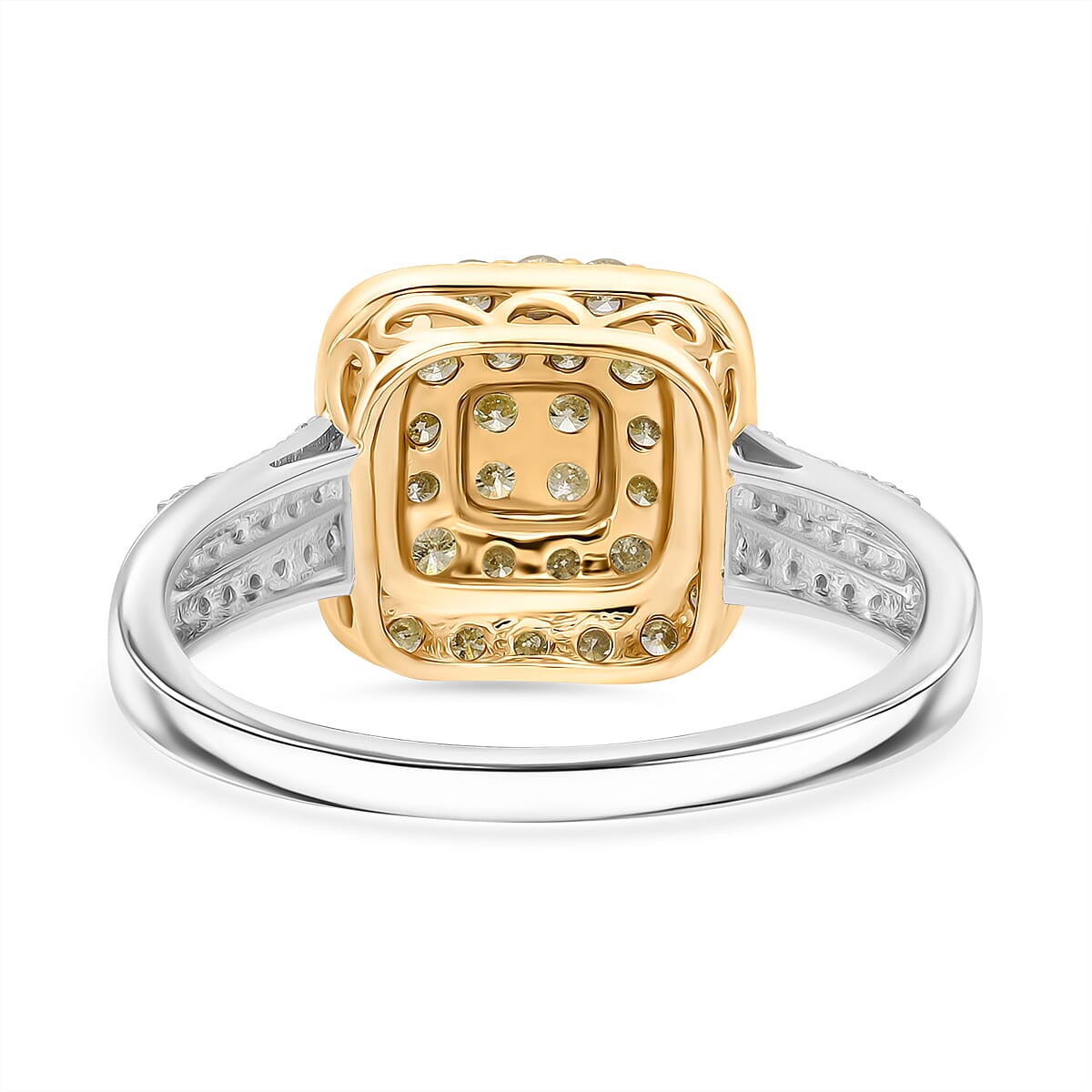 SGL Certified - Natural Yellow Diamond & White Diamond Ring in 9K Yellow & White Gold 1.00 Ct.