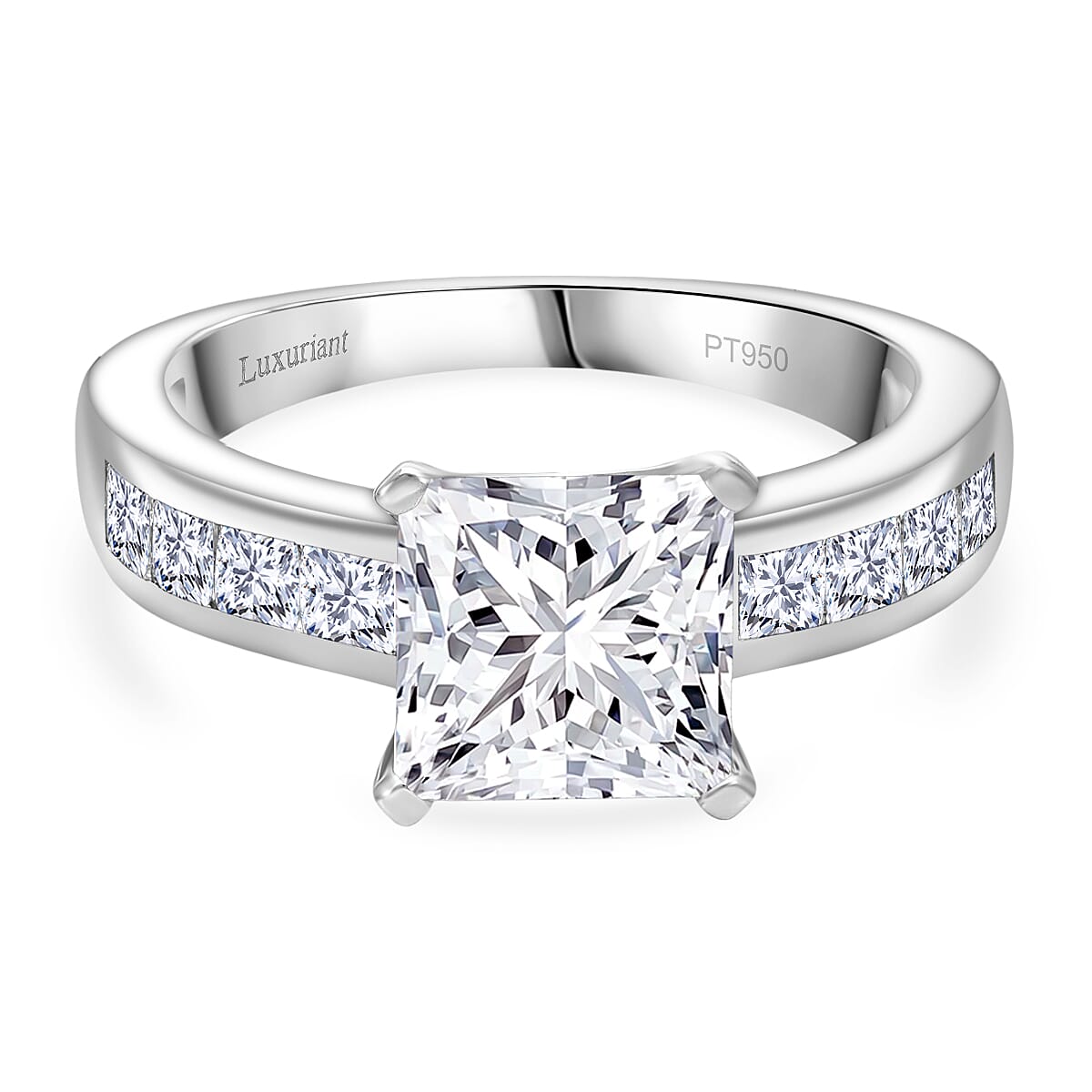 Luxuriant 950 Platinum IGI Certified Princess Cut (VS-EF) Lab Grown Diamond Ring 3.30 Ct, Platinum Wt. 7.00 Gms.