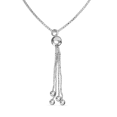 Sterling Silver Beaded Tassle Necklace (Size - 20) with Lobster Clasp
